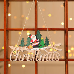 Wooden Painted Christmas Tree Pendant Decoration