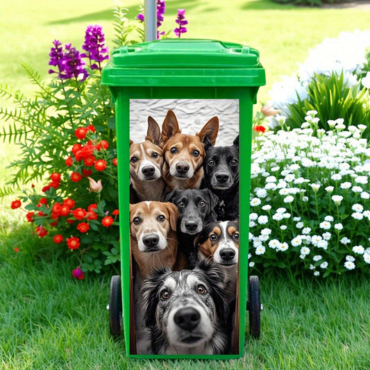 Dog Group Trash Can Stickers PVC Wall Decals Water Resistant