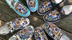 Floral & Cow Printed Slip On Canvas Shoes Low Round Toe Non slip Flat Shoes