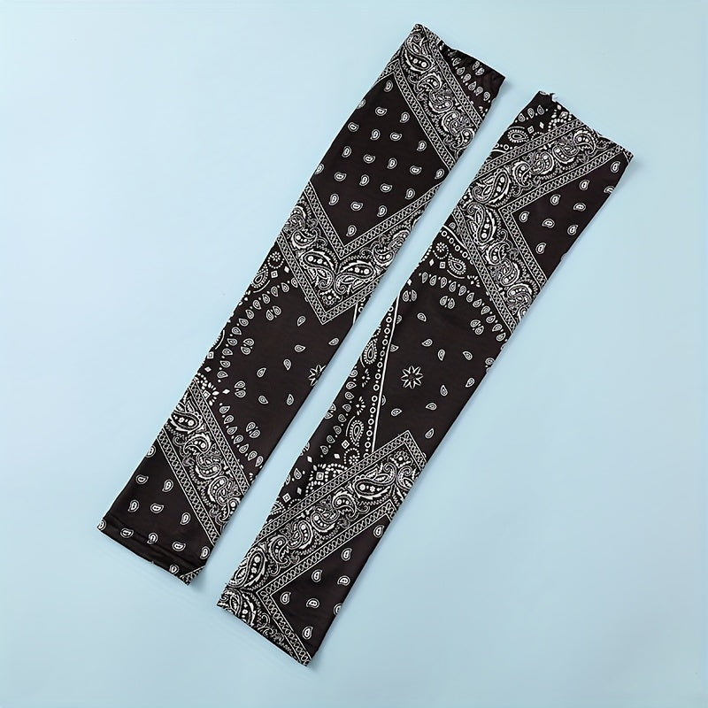 Paisley Print Ice Sleeve Gloves Breathable UV Protection Sleeves