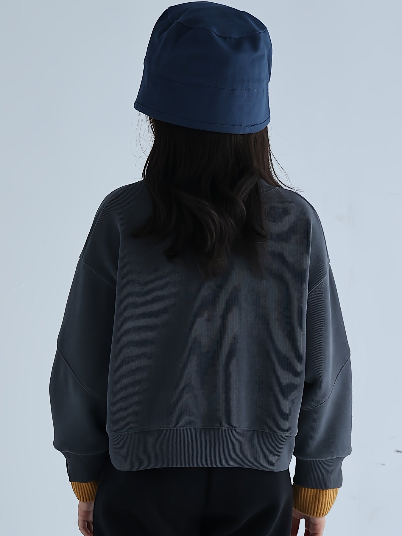 Girls 95 Cotton Thick THIS SATURDAY IS FINE Print Long Sleeve Sweatshirt Tops