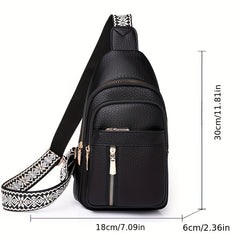 Women's Retro Chest Bag Crossbody Sling Shoulder Purse Zipper Closure