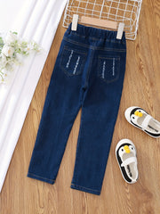 Girls Cartoon Embroidered Denim Trousers