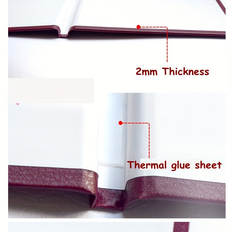 1pc Red PU Diary Cover A4 Size Thermal Binding 11 145sheets