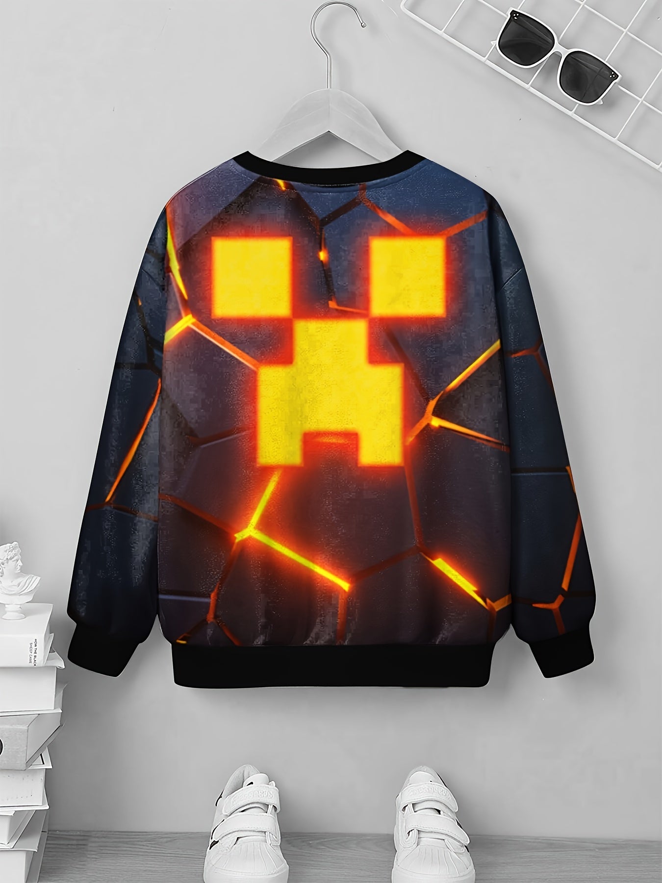 3D Pumpkin Face Print Kid's Sweatshirt Halloween Unisex Pullover