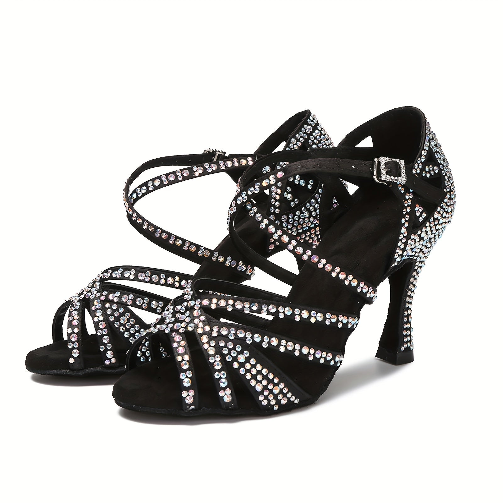 Rhinestone Latin Dance Shoes High Heel Soft Sole