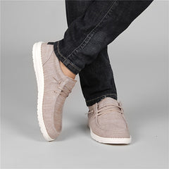 Men's Breathable Canvas Loafer Shoes Lightweight Slip On Boat Shoes