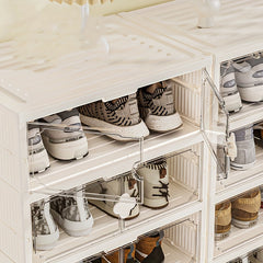 Foldable Shoe Rack with Door Plastic Storage Organizer