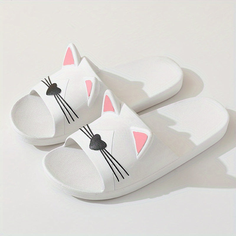 Cartoon Cat Slides Slippers PVC Lightweight Non Slip Floor Shoes Indoor Outdoor