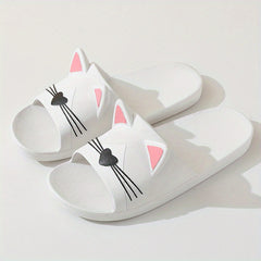 Cartoon Cat Slides Slippers PVC Lightweight Non Slip Floor Shoes Indoor Outdoor