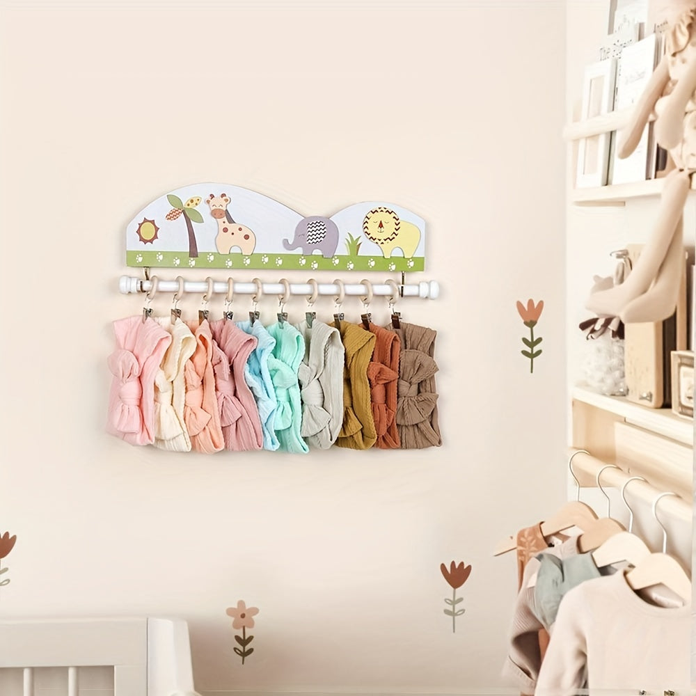 Cartoon Hair Accessories Organizer 10 Hooks for Baby Girls Headbands Clips