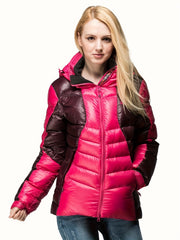 Women Long Down Jacket Two Tone Winter Puffy Coat Hoodie