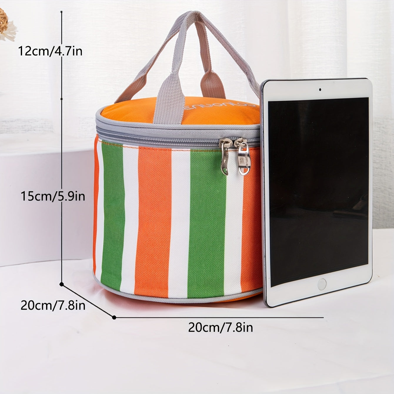 Large Capacity Round Insulated Lunch Bag for Picnic