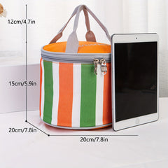 Large Capacity Round Insulated Lunch Bag for Picnic