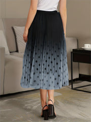 Polka Dot Gradient Pleated Maxi Skirt