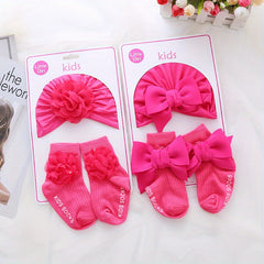 0-3 Year Old Baby Flower Bow Knot Princess Hat & Socks Set