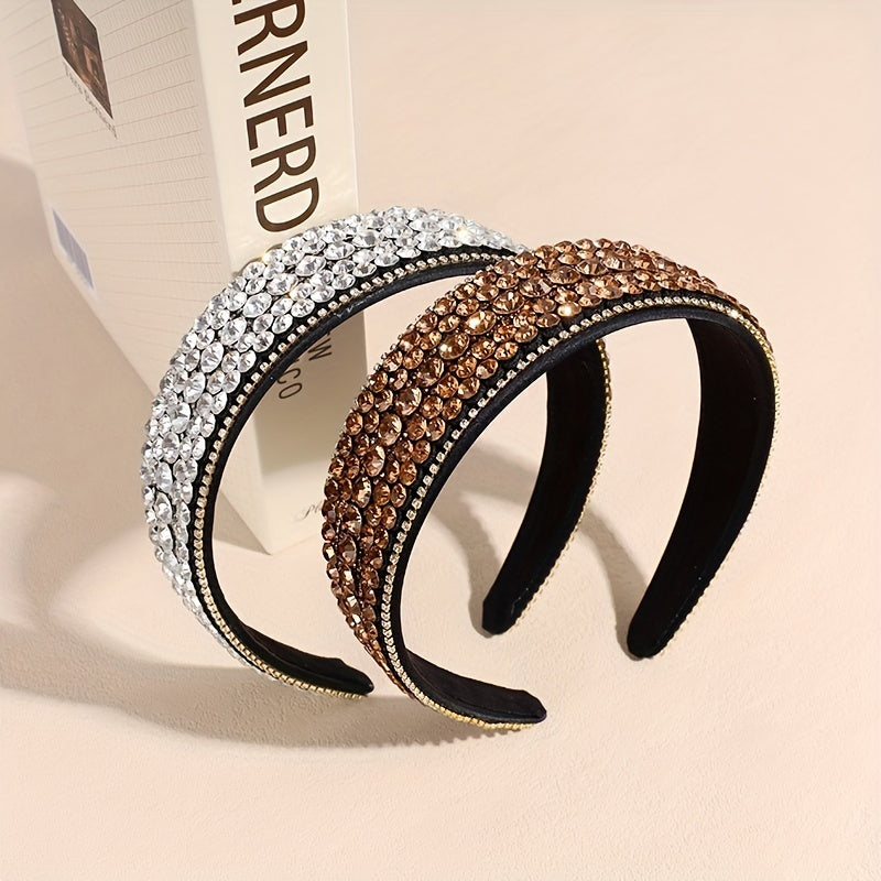 Baroque Rhinestone Headband Wide Head Hoop Glitter Headdress