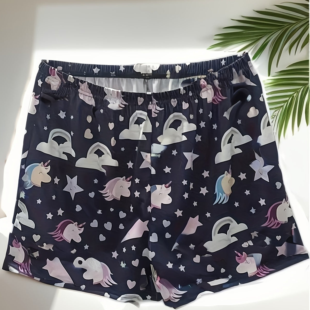  Sports Shorts Women's Heart Print Elastic Waist Loose Running Yoga Sho