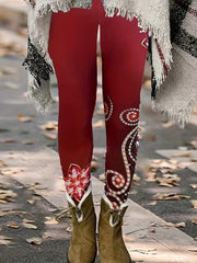  Floral & Grid Print High Rise Leggings