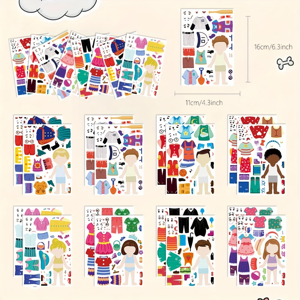 Cartoon Character Dressup Stickers DIY at Will - Creative Imaginative Play
