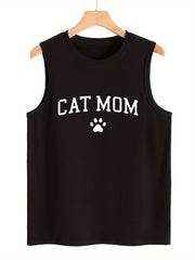 Paw & Letter Print Sleeveless Sports Vest Women's Activewear