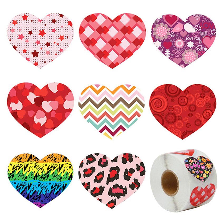 500pcs Heart Shaped Leopard Print Stickers - Self Adhesive Seals