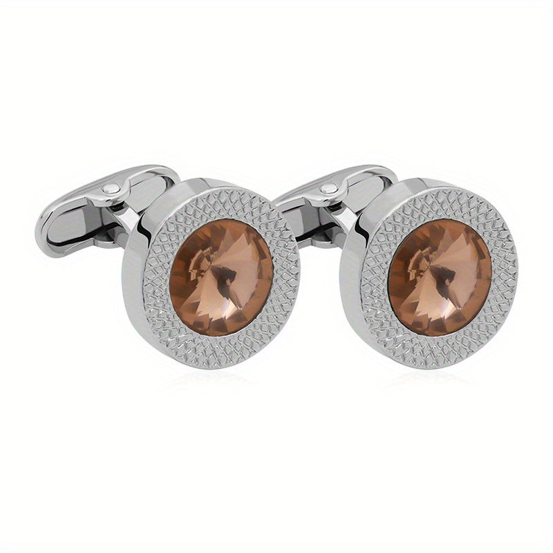 Men's Zircon Cufflinks Metal Round Cufflinks