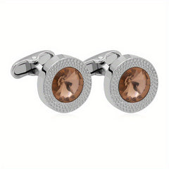 Men's Zircon Cufflinks Metal Round Cufflinks