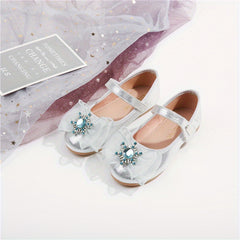 Bowknot Diamond Princess Shoes Girls Non Slip Flat Sole Party School
