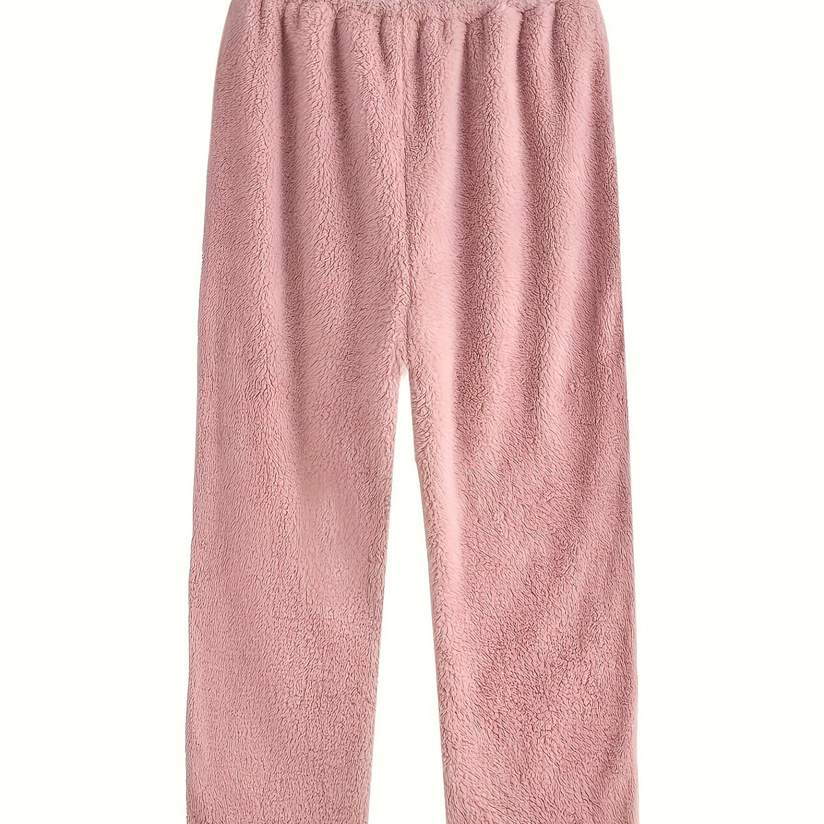  Solid Fleece Lined Warm Fluffy Home Wear Pants