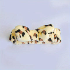 Flannel Headband Leopard Pattern Bow Hair Sports Wash Face Spa Makeup Hairband