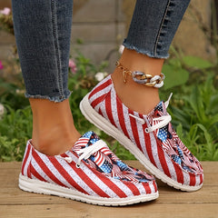 Women's Flag Canvas Loafers Soft Slip On Shoes
