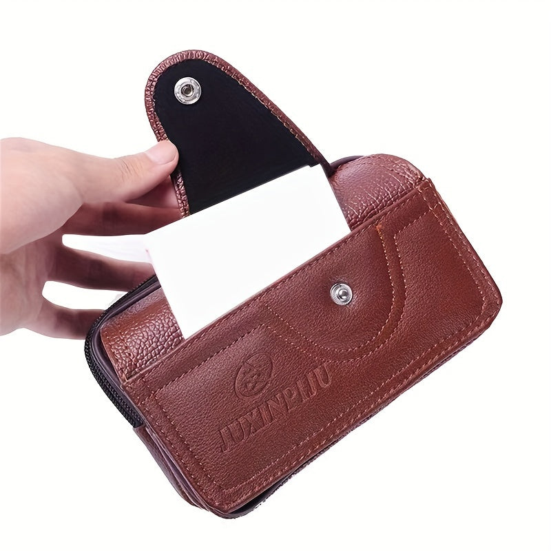 Men's Horizontal PU Leather Waist Bag Waterproof Phone Pouch