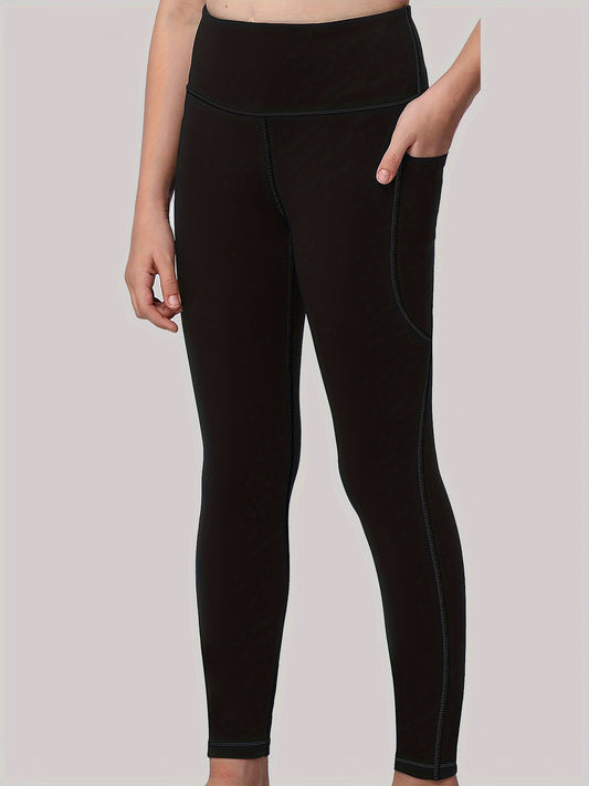Girls Yoga Pants With Pocket Comfy Leggings Sports Dance Running Jogging