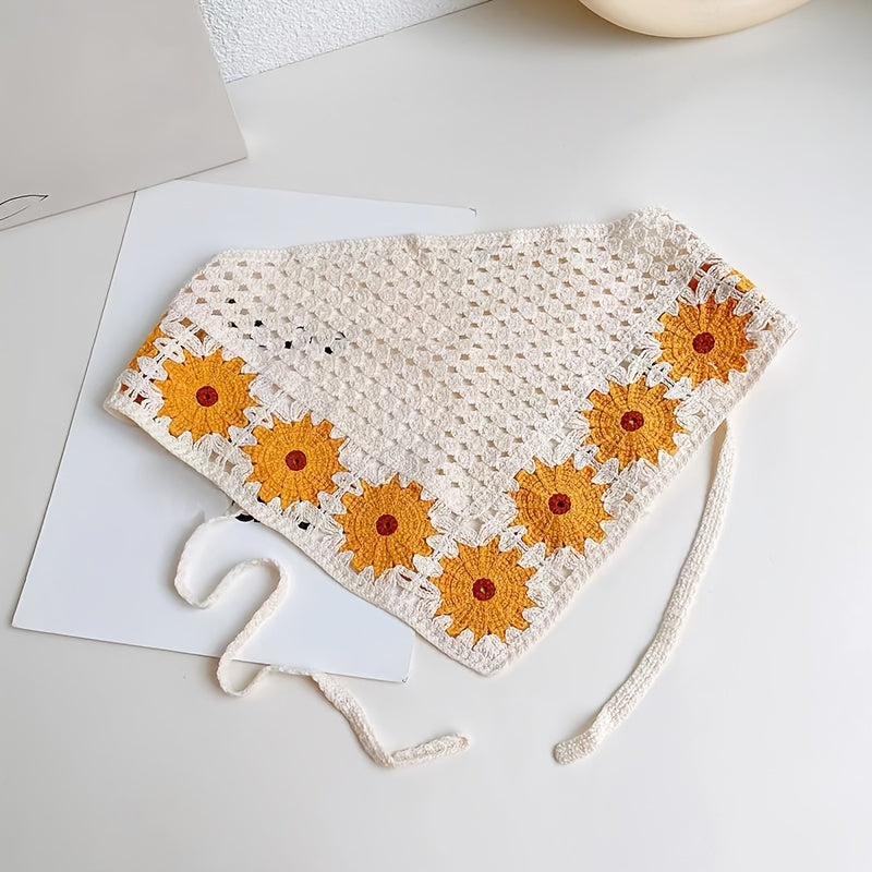 Boho Crochet Bandana Elastic Flower Headband Hair Accessory