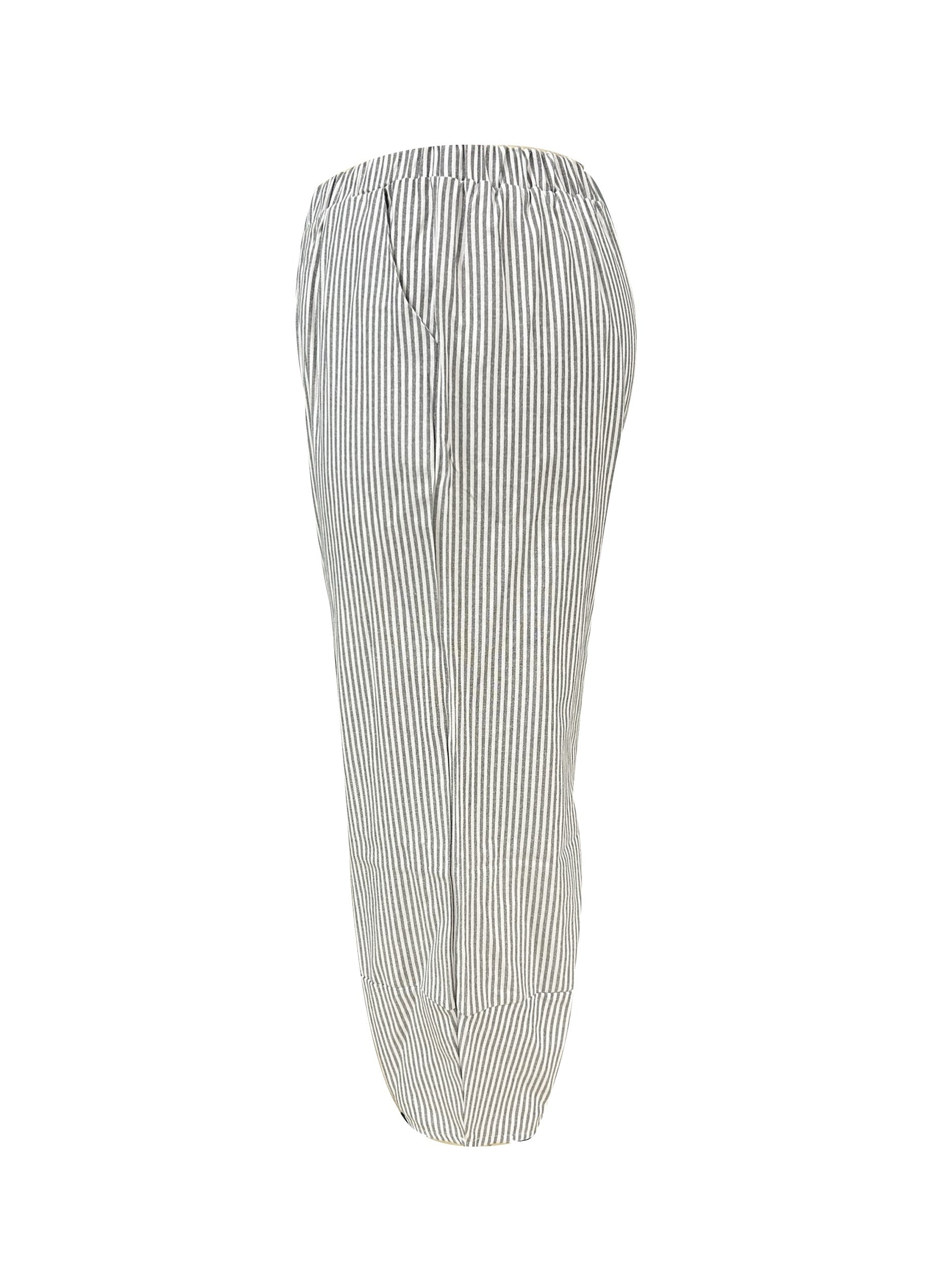 Women's Plus Stripe Print High Rise Loose Lantern Trousers