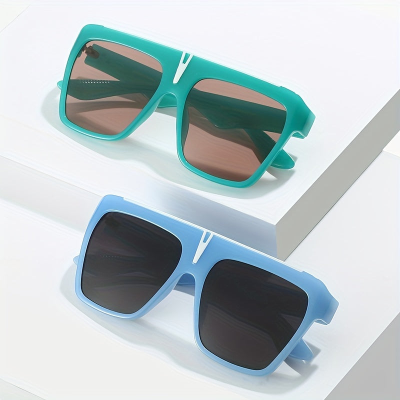 Square Jelly Rivet Top Bar Sunglasses UV400
