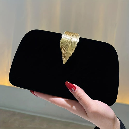 Metal Leaf Decor Evening Clutch Bag Prom Purse for Wedding Party