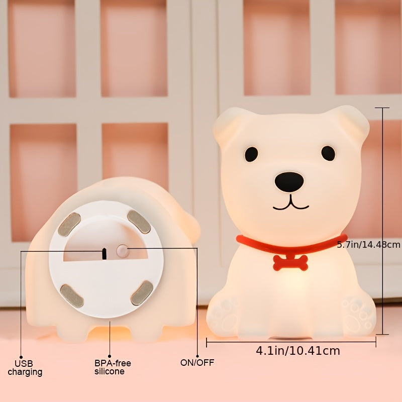 Dog Night Light LED Touch Sensor 16 Colors Rechargeable Silicone Puppy Lamp