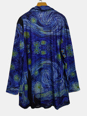  Painting Print Cardigan Long Sleeve