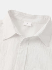 Chinese Style Men's Cotton Linen Shirt Short Sleeve Button