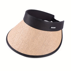Khaki Straw Visor Hat Wide Brim Foldable Sun Hats