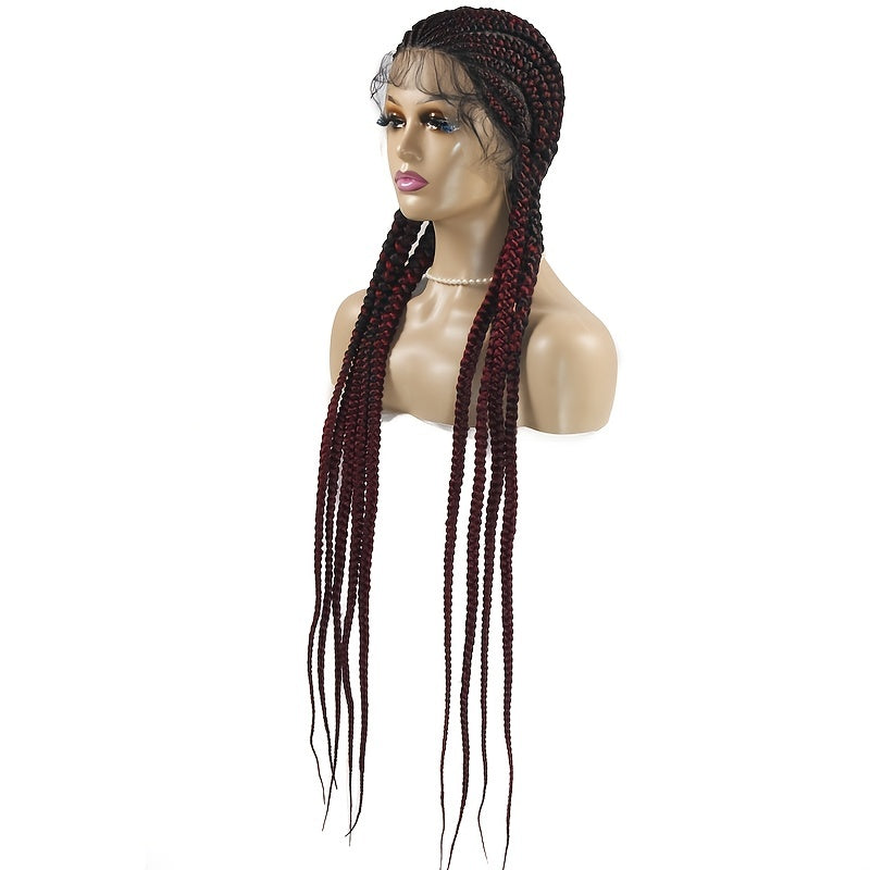 Ombre Box Braided Cornrow Braids Full Lace Frontal Wig