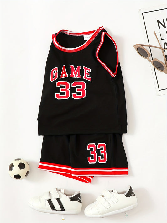 Toddler Kid Basketball Jersey Outfit Game 83 Tank Top Track Shorts Set