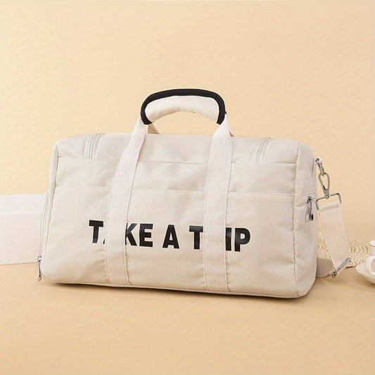 Nylon Letter Pattern Duffel Bag Short Trip Luggage Bag