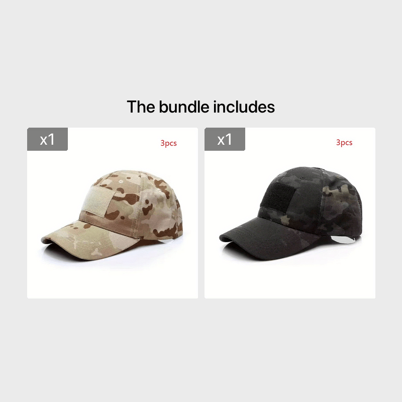 3pcs Camo Military Fans Training Cap Adjustable Sunscreen Baseball Cap