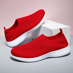 Women's Mesh Slip On Walking Shoes Breathable Anti-slip Outdoor Flat Shoes