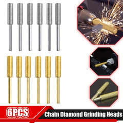 6pcs Diamond Coated Cylindrical Burr Chainsaw Sharpener Stone File