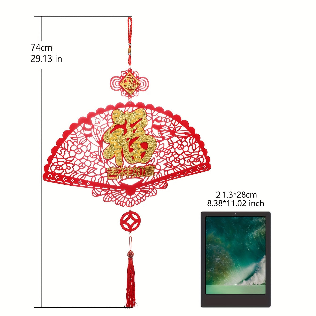 Fan shaped Blessing Tassel Hanging Ornament Fu Tassel Decoration