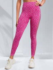 Leopard Print Hollow Out Workout Leggings High Elastic Sports Yoga Pants
